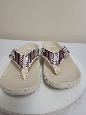 Revitalign Yumi Woman's Water Soothes My Soul Flip Flops Size 8B Tan/Brown