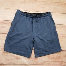 Eddie Bauer Lounge Shorts Mens Large Blue Elastic Waist Drawstring Zip Pockets