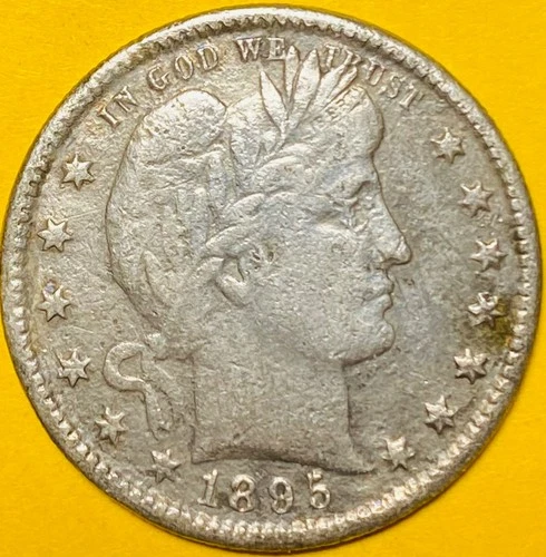 1895 U.S. BARBER SILVER QUARTER 25c COIN (XF-Extra Fine)