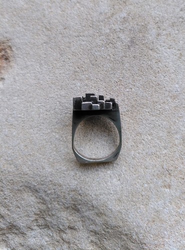 vintage kubistischer Ring Silber 930 70er Jahre - Bild 5 von 5