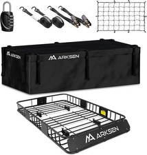 64" x 39" x 6" Roof Rack Cargo Basket with Extension, Waterproof Bag, Net 