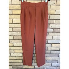 Express Stylist Ankle Super High Rise Pleated Trousers Rust Brown Size 6 Small
