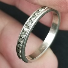 Sterling Silver ladies band ring cubic zirconia .925 size 8