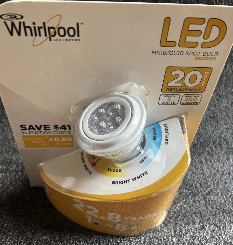 Whirlpool MR16 LED Light Bulbs 5W GU10 Base Warm White 5 Pack 20W Replacement - Image 2 of 4