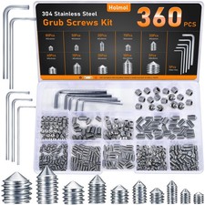 360PCS Grub Screws Assorted Set for Door Handles with M3/M4/M5/M6/M8 Allen Keys