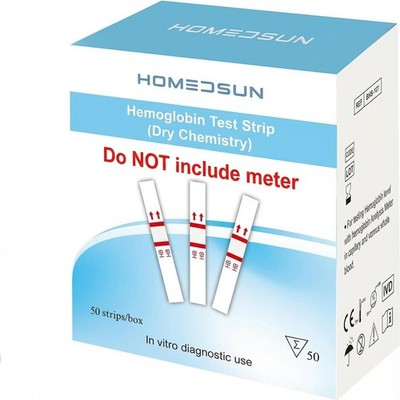 HOMEDSUN 50 Pack Hemoglobin Test Strips with Lancets Droppers Exclusively Com...