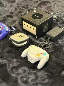 Nintendo GameCube Black Console DOL-001 2 Controllers & Cords Bundle Tested READ