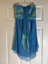 Kelle Dance Costume L Blue Ocean Themed Sequin Lace Unitard Jazz Y2K Fashion