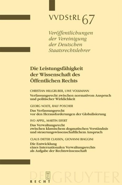 Die LeistungsfäHigkeit Der Wissenschaft Des ÖFfentlichen Rechts Christian Hillgr-image