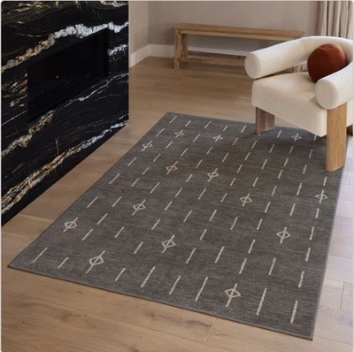 Ruggable Alina Grey Flatwoven Rug Only 3 x5  Washable, No Slip Pad - Brand New