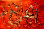 JAZZ ART MARK KAZAV - ORIGINAL OIL PAINTING  MODERN ART  CANVAS art