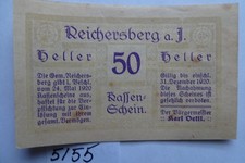 UPPER  AUSTRIA - GEMEINDE  REICHERSBERG - 50 HeLLER - AU/STAIN  - JPR 828 VIOLET