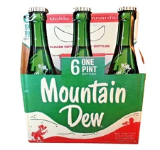 Mountain Dew Soda 6 Pack Pint Bottles Die Cut Sign Reproduction Hillbilly Style
