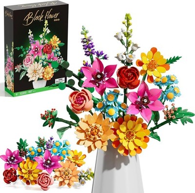 Flower Bouquet Building Set,891PCS Artificial Plant Flower Kit Toy for , Arti...