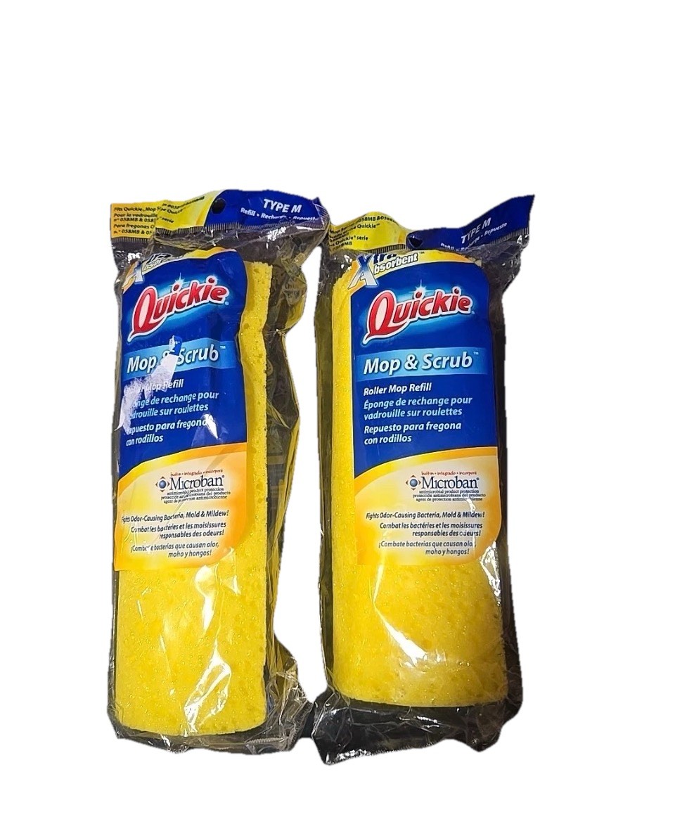 2 Quickie Mop & Scrub Roller Mop Refills Type M | Fits 058MB