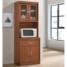 Mueble de cocina Hodedah con 1 cajón más espacio para microondas en madera de cerezo