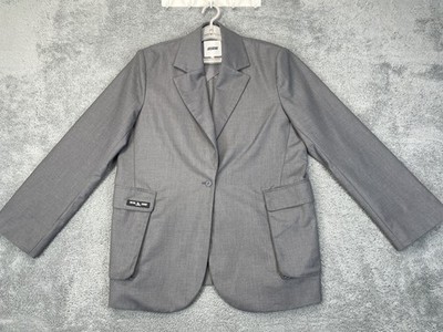 Sisters & Seekers Blazer Womens Medium Gray Single Button Utility Pockets Jacket
