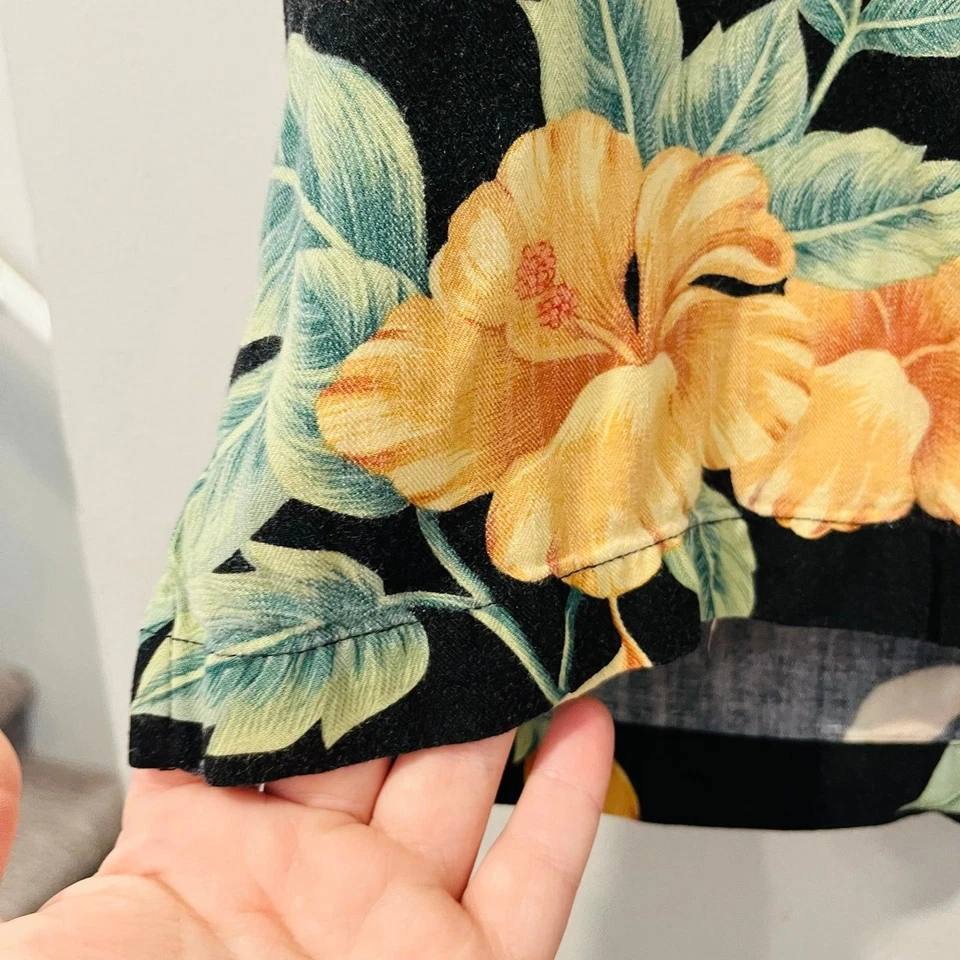 Havana Jack’s Cafe Yellow Floral Hawaiian Button Polo size Large - Image 3 of 4