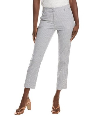Weekend Max Mara Seersucker Cropped Cigarette Pant Women's Blue 14