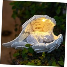 Pet Cat Solar Garden Memorial Statue Outdoor Resin Angel Angel Wing Pet Cat