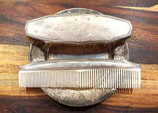 Altes Garderoben-Set, versilbert, 1930er, Art-Déco, Kamm & Kleiderbürste