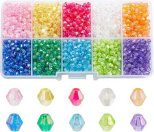 2500Pcs Faceted Acrylic Beads 4Mm Colorful Beads 10 Color Crystal Bicone Beads L