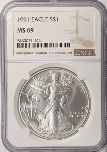 1991 American Silver Eagle - NGC MS69 - A877