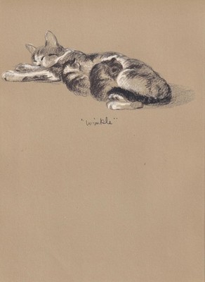 1946 MUTTER KATZE & KÄTZCHEN Druck - Lucy Dawson - Katzenkunst - 7 x 9,5 Zoll
