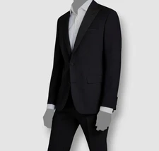 Bar III Men's Black Slim-Fit Faille-Trim Wool Tuxedo Suit Jacket Size 38R