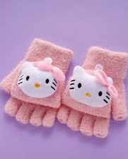 Pink hello kitty Super Soft Plush Mitten For Kids And Pre-teens Size XS