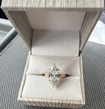 Lab-Created Marquise Diamond Ring 14k Yellow ...
