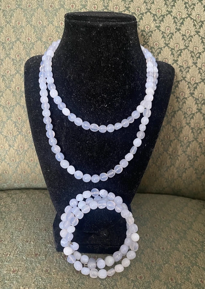 Juego de collar/pulsera de cristal de cuarzo ágata de encaje azul de Jay King. 💖 Foto 2 de 4