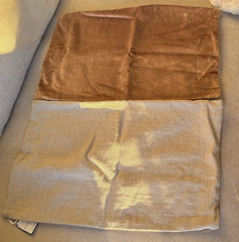 William Sonoma Home Velvet and Linen Set of 2 Throw Pillow Covers - Image 2 of 4