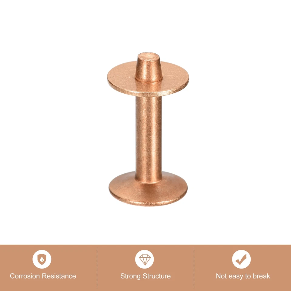 10 Set Rame Rivetti e Sbavature,12x4x21mm Rame Rivetto Chiusura,Rame Tonalità - Immagine 4 di 4