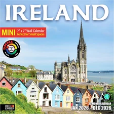 Ireland 2026 Mini Wall Calendar 12 Month | 7" X 14" Open | Thick & Sturdy Paper