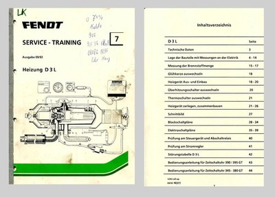 Fendt Equipment Carrier GT 345 360 380 390 395 Workshop Manual Heater Edition 1992