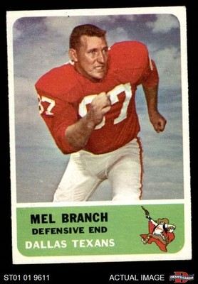 1962 Fleer #32 Mel Branch Texans (Chiefs) LSU 4 - VG/EX
