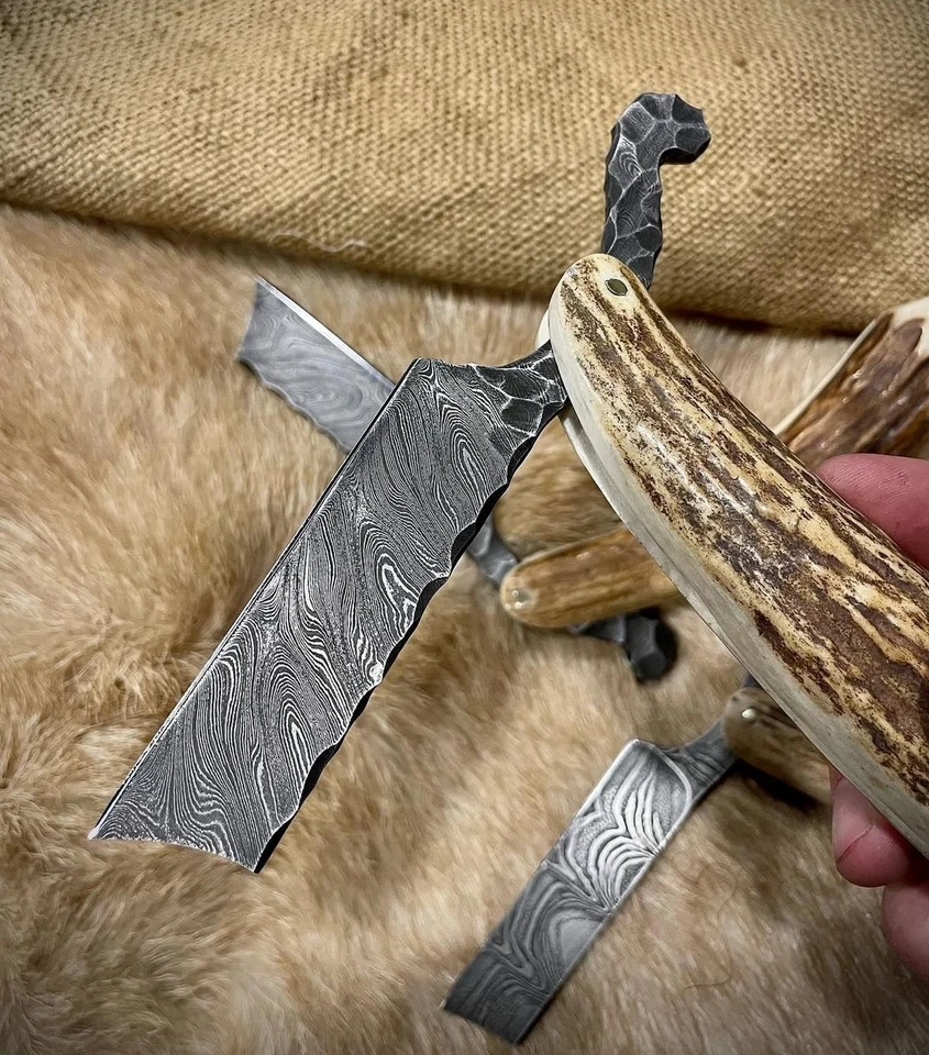 定制手工大马士革钢 3 件套 SHAVING RAZOR - 卖家支付的重大税 — 第 3/4 张图片