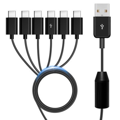 20Inch Multi USB C Splitter Cable TypeC Charger Cord 1 in 6 Out 5A Fast Charg...