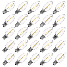 25Pk C9 Candelabra LED Light Bulb 2200K 50LM Shatterproof Waterproof Warm White