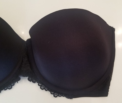 Maidenform Strapless Bra 38DD Padded Pushup Underwire Lace SE1102 Black No Strap - 第 4/17 張圖片