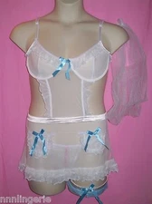 Naughty and Nice Lingerie Famous Maker Plus Size 4Pc Honeymoon Hottie Bridal Set