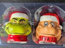 Grinch and Max 3-D Salt and Pepper Shaker Set TM 2023 Dr Seuss w Box