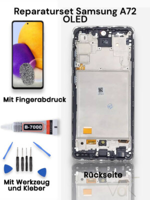 Für Original Samsung A72 Oled Display Touchscreen Bildschirm Rahmen Fingerprint