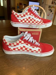 mens vans red checkerboard