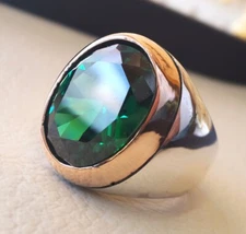 Natural Emerald Ring Gemstone 925 Silver Ottoman Handmade Boho Jewelry MR#275
