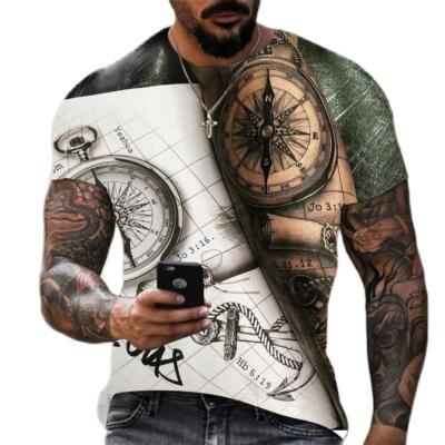 Camiseta Con Estampado 3d De Brújula Para Hombre Camisa