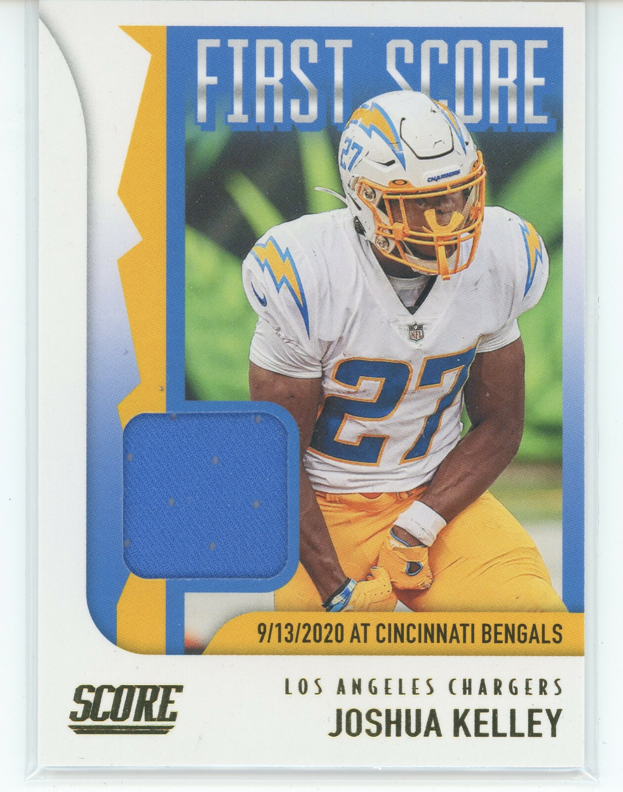 2021 Score Football First Score Relic #FS24 Joshua Kelley (Chargers)