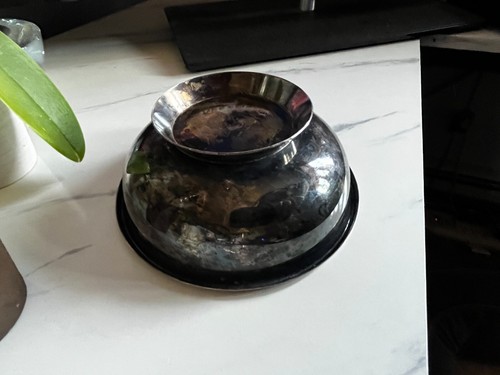 Silver & Blue Enamel Bowl - Vintage - Used - 5.5" x 2.25" - Denmark - Picture 7 of 10