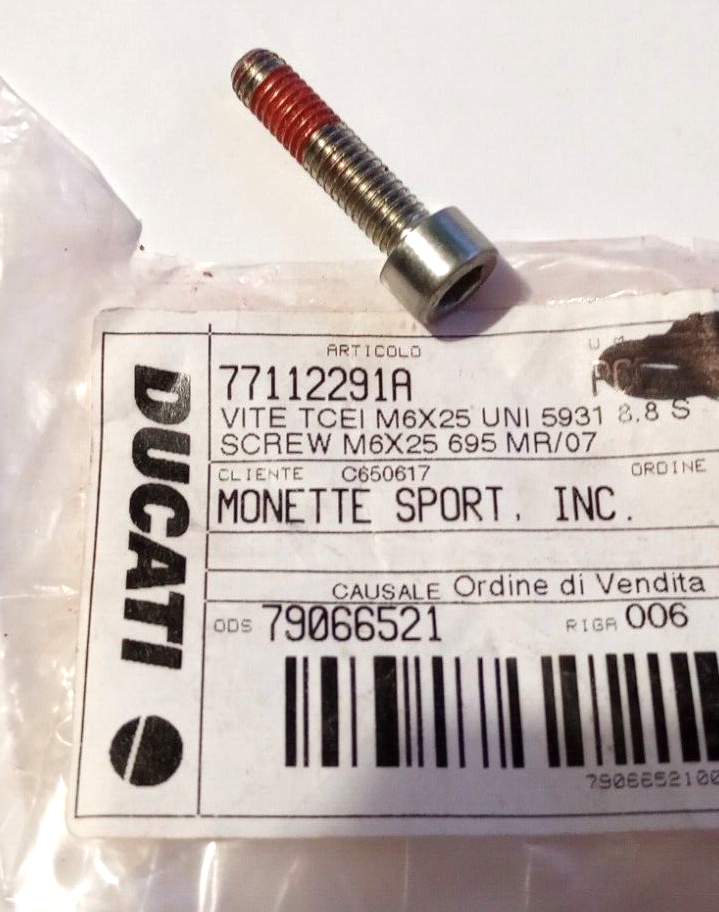 Ducati Screw M6X25 NOS 77112291A (L-8884) | eBay